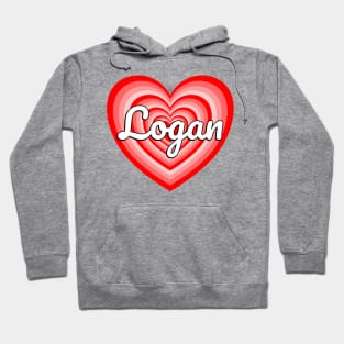 I Love Logan Heart Logan Name Funny Logan Hoodie